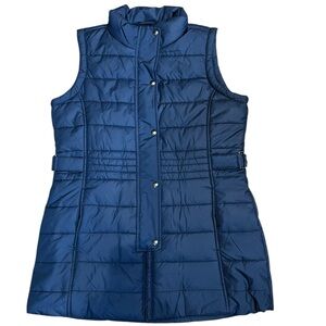 NWT Women's Modern Long Quilted Blue Vest (609)